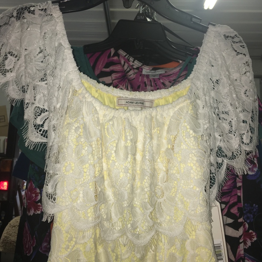 Adam Levine White Lace Dress with Yellow lining